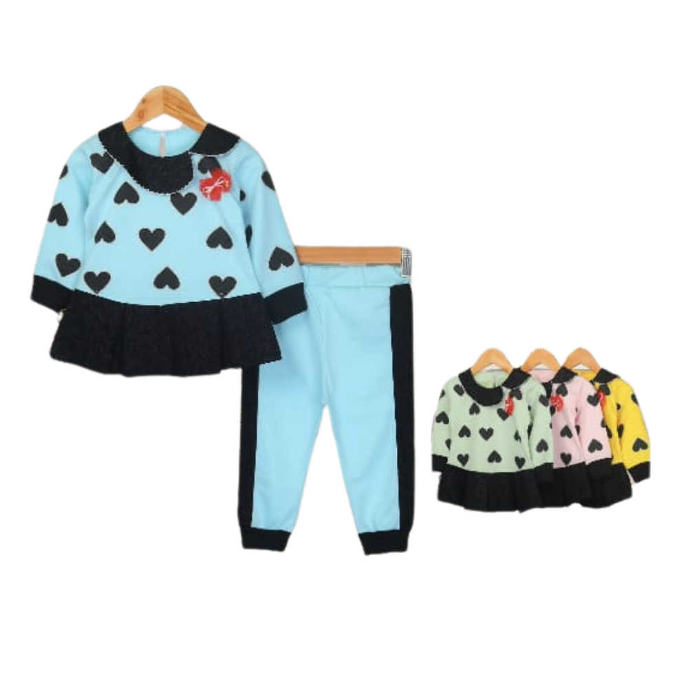 Kids Heart Print Outfit Set