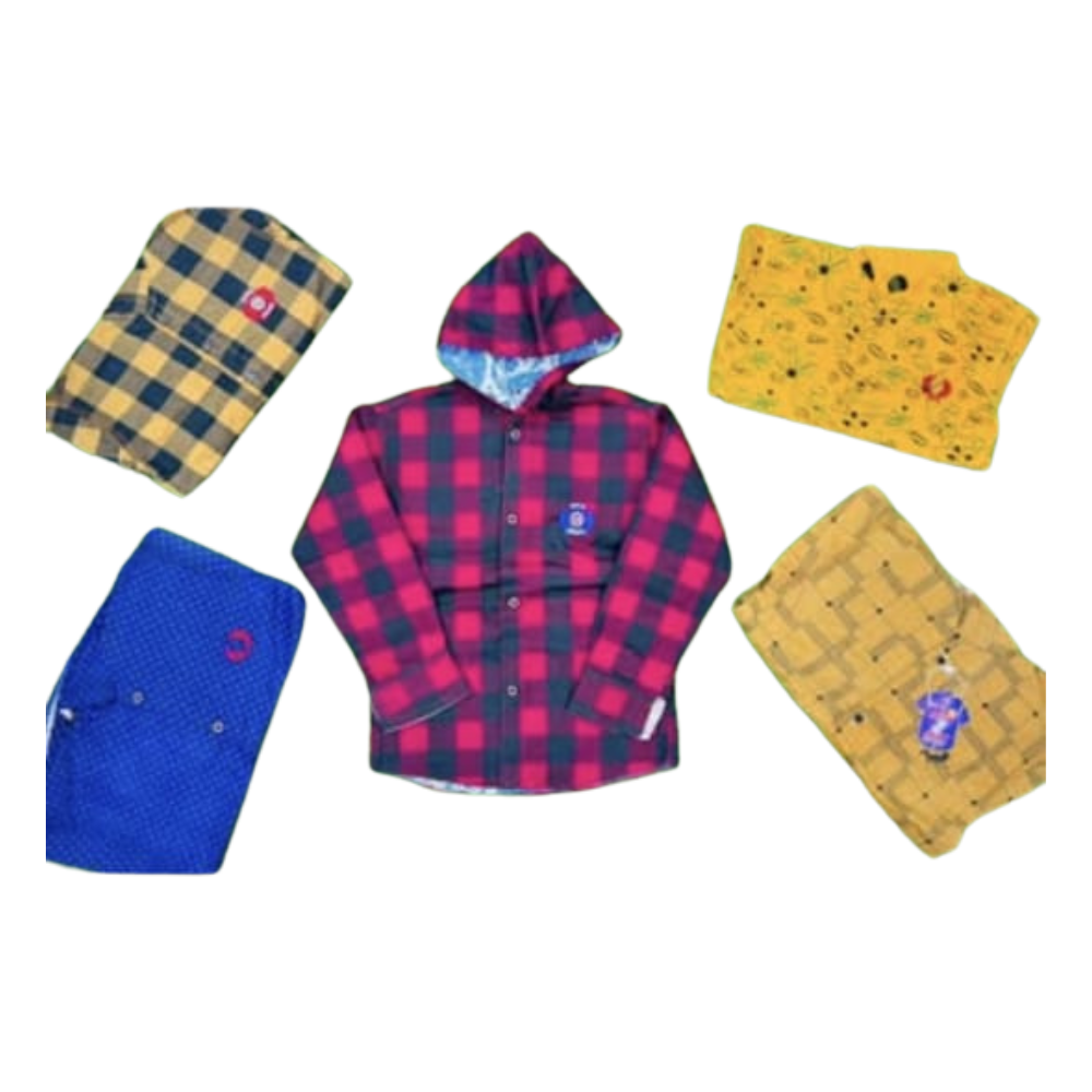 Kids Hooded Check Shirt Jacket