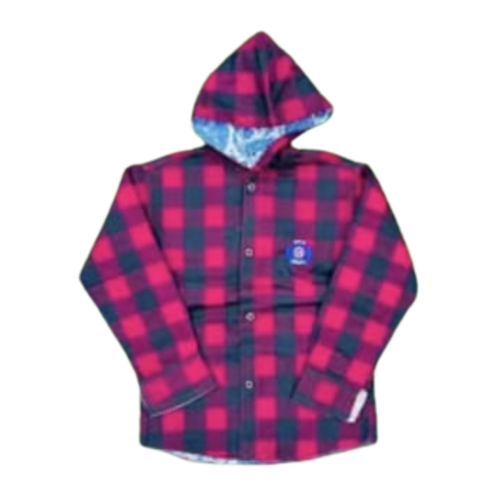 Kids Hooded Check Shirt Jacket