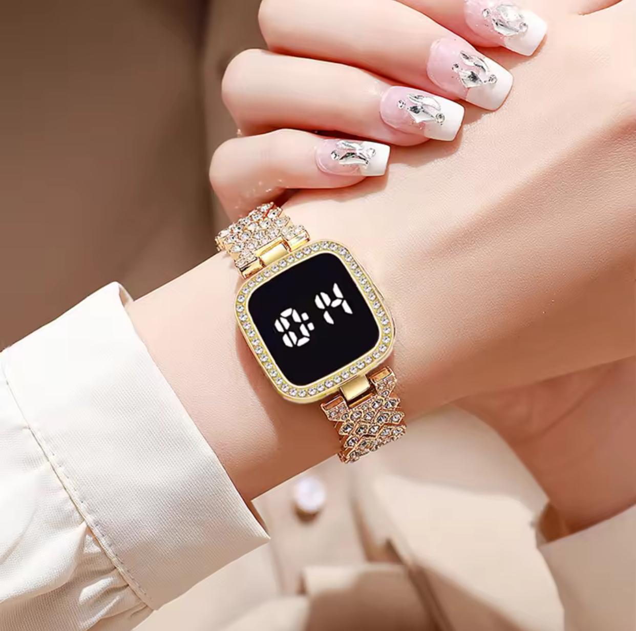 Ladies led ice stone stylish watch