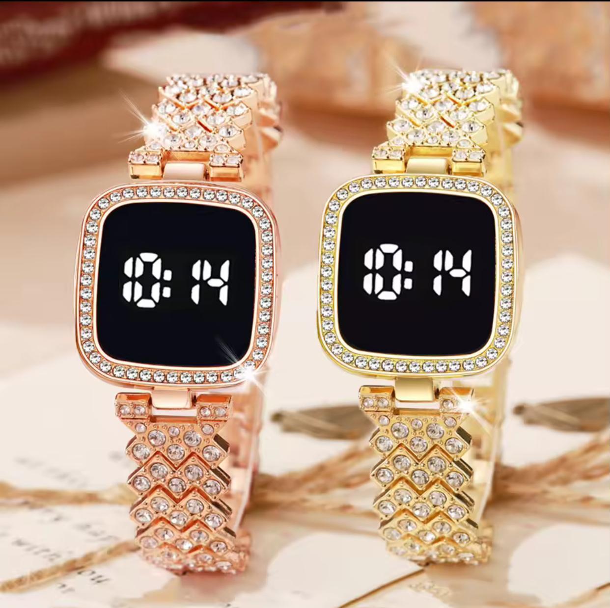Ladies led ice stone stylish watch